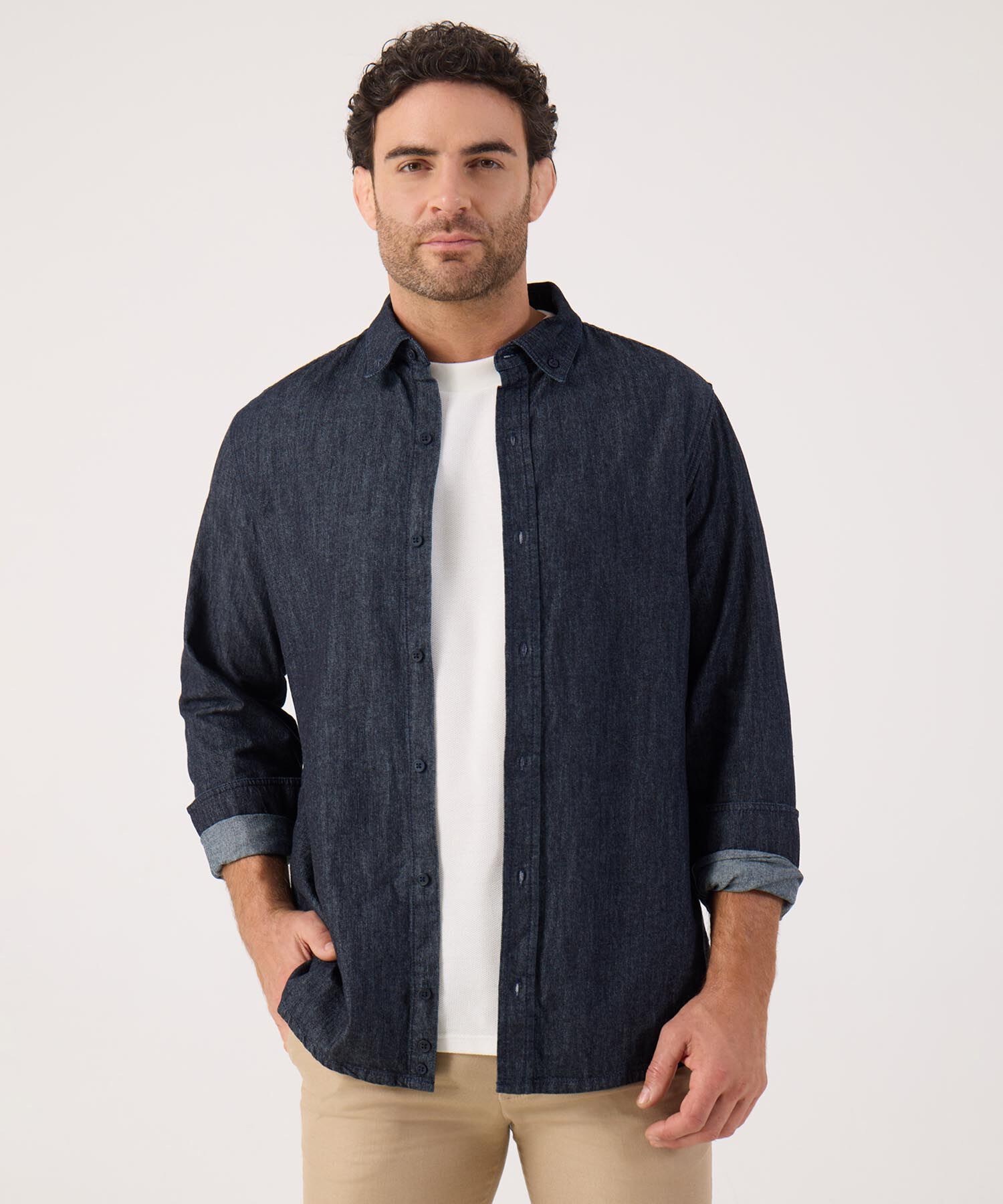 Camisa Regular Tono Azul Oscuro